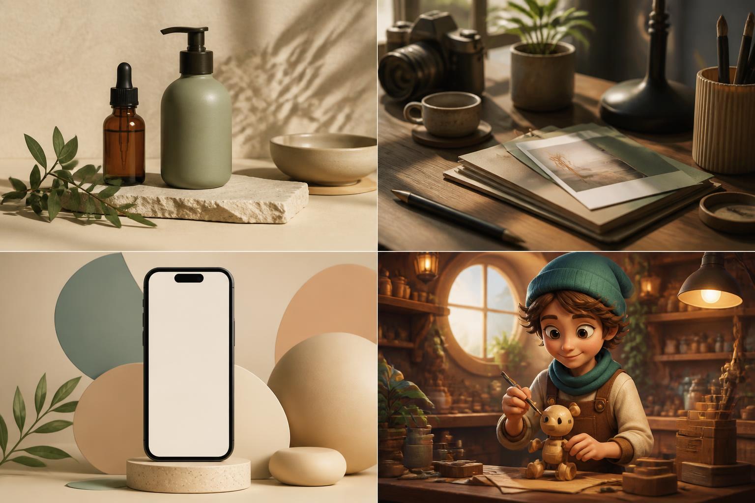 A collage of GPT Image 2 prompt scenarios for product, editorial, UI, and character work